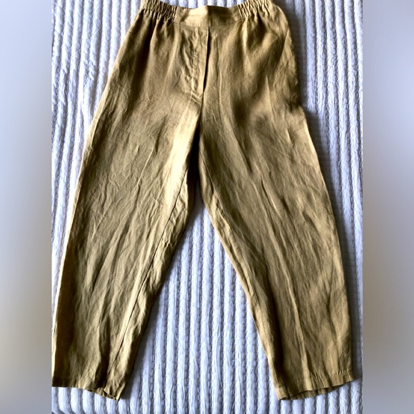 Zara pure linen pull on cropped pants. Sz S - Picture 1 of 4